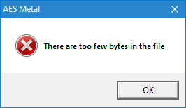 AES Metal Load Size Error Message