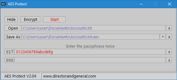 AES Protect Passphrase