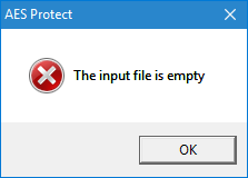 AES Protect Empty File Error Message