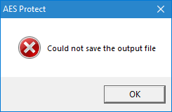 AES Protect Save File Error Message
